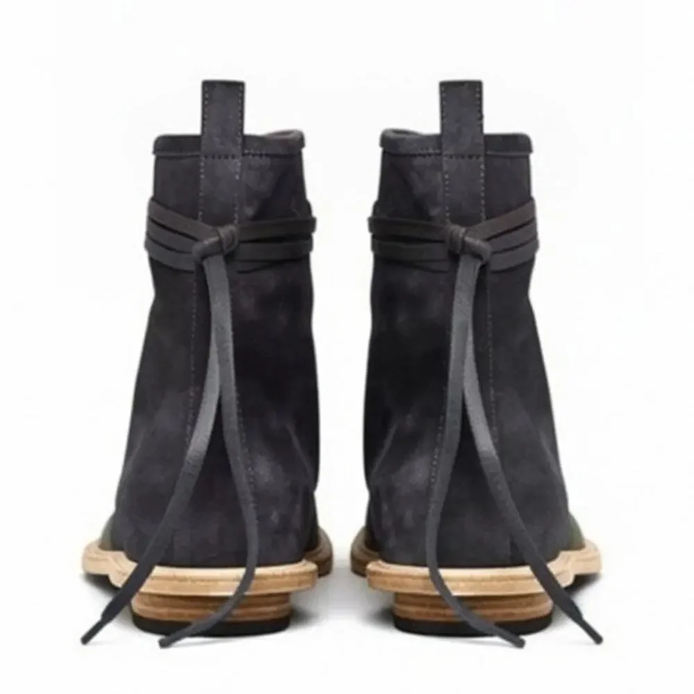 VALAS Los Angeles Men's 12 Italian Black Nubuck Suede Leather Rebel Boots